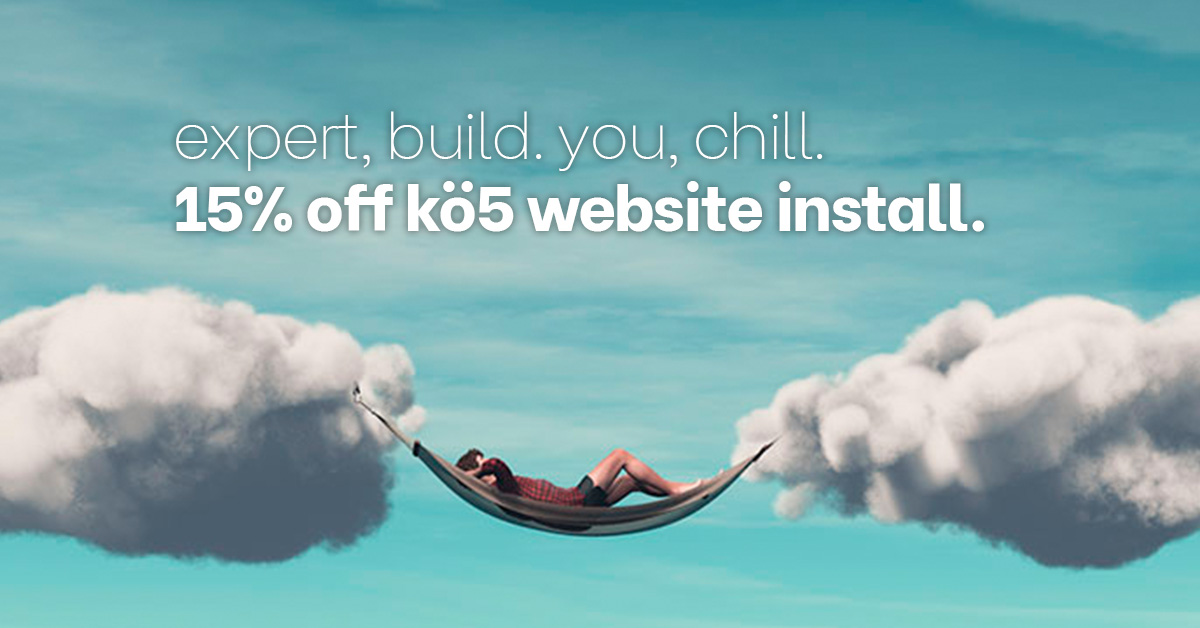 15% off Kö5 website install!