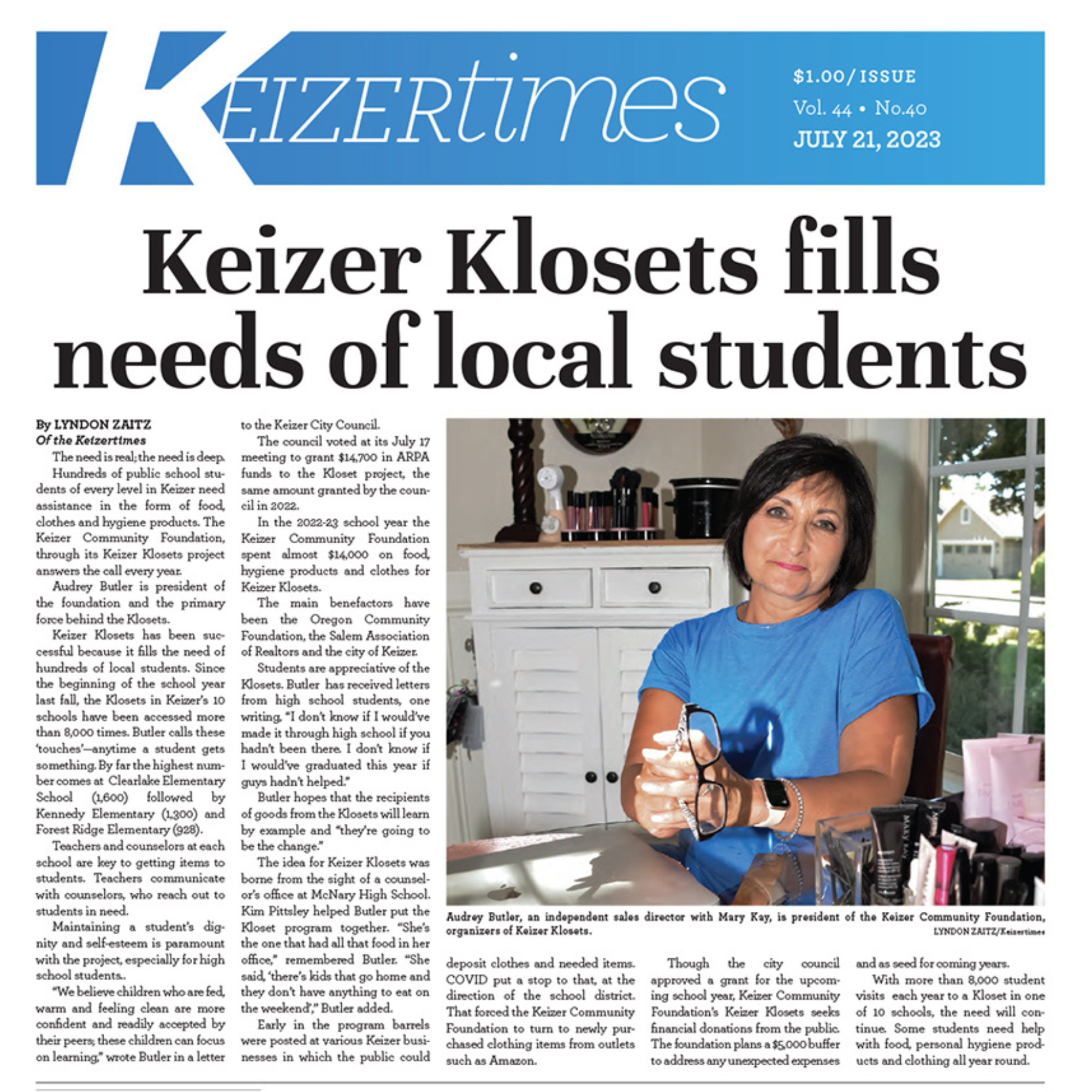 Keizer Klosets Steps Up to Help Local Students