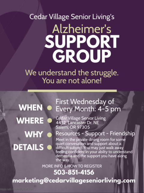 Join us Tomorrow for our Alzheimer's support group.