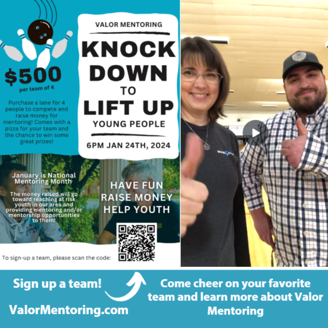 Valor Mentoring at The REC to host a KNOCK DOWN to LIFT UP Young People bowling fundraiser January 24, 2024