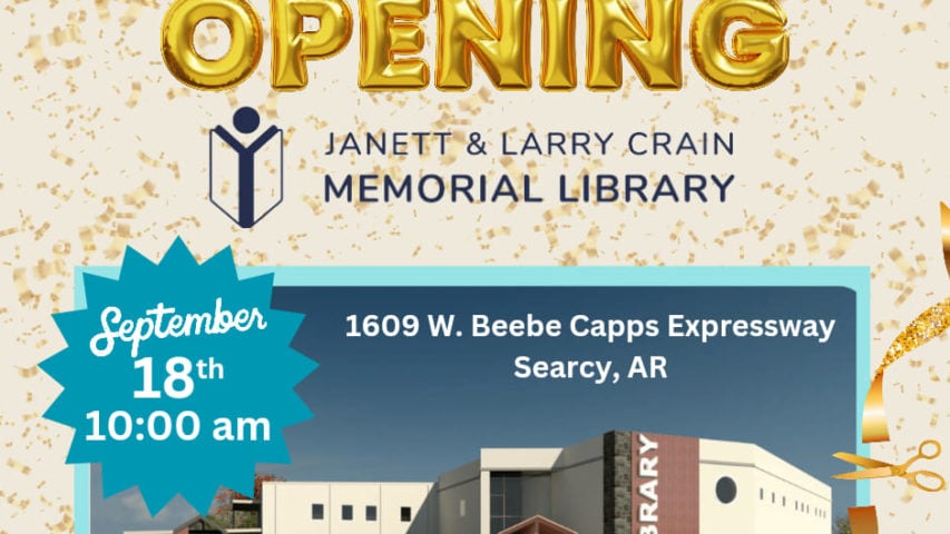 Janet & Larry Crain Memorial Library Grand Opening Set for September 18