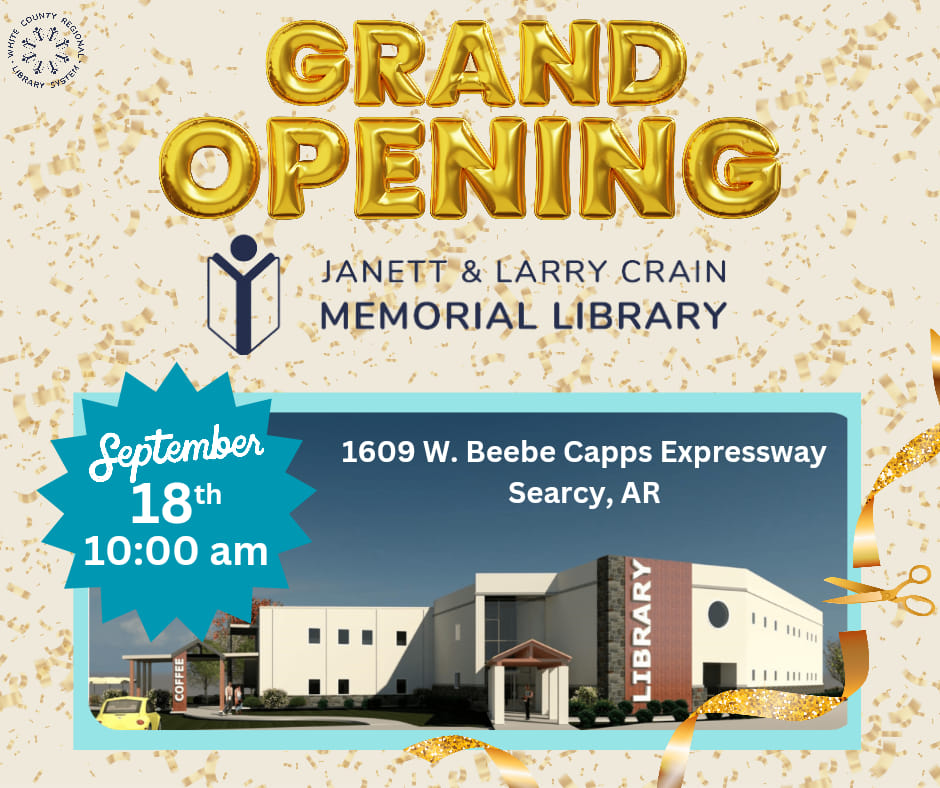 Janet & Larry Crain Memorial Library Grand Opening Set for September 18