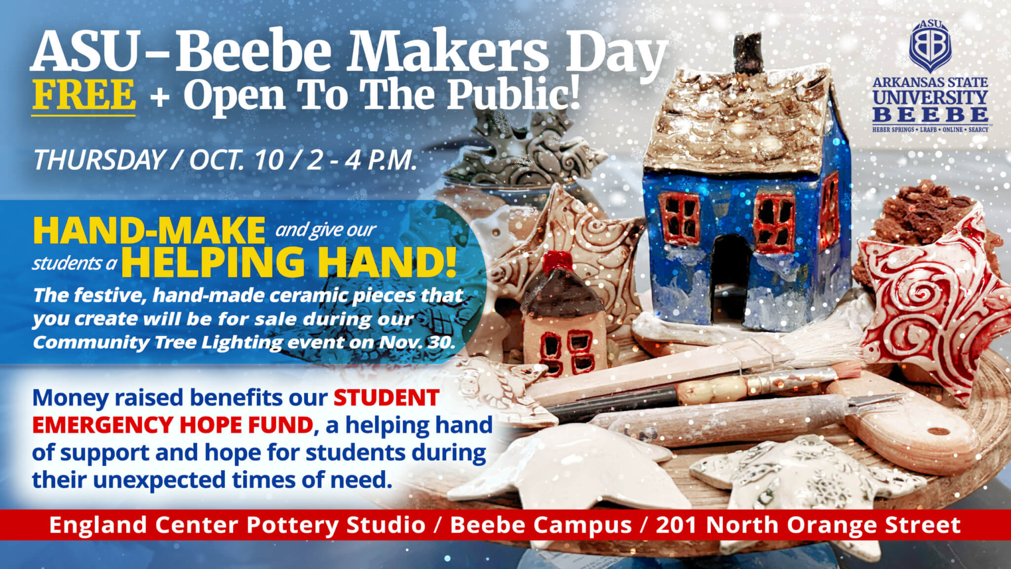 Makers Days at ASU-Beebe: Craft Pottery and Support Students in Need