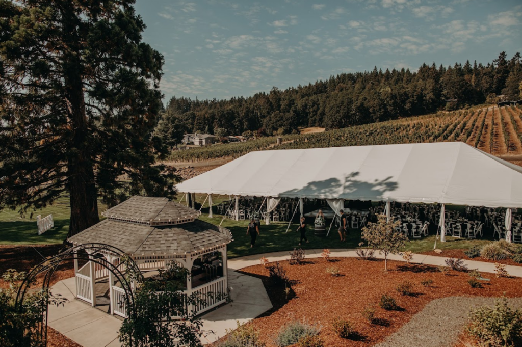 large tent on lawn for weddings or other events