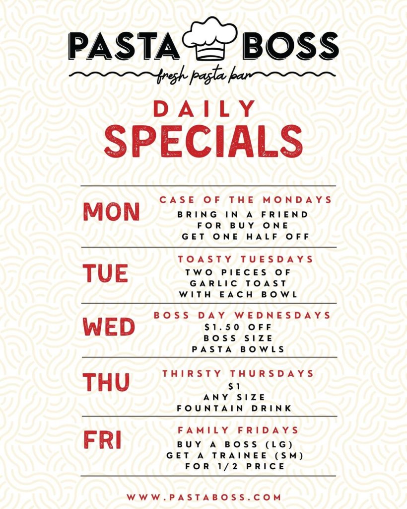 Pasta Boss Daily Specials