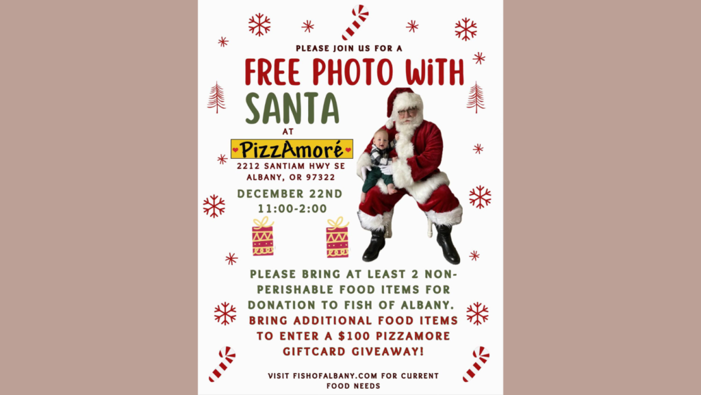 Photo with Santa PizzAmoré Albany Oregon