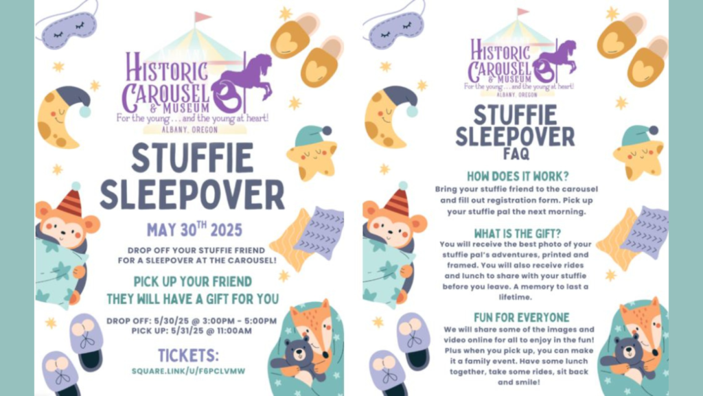 Stuffie Sleepover at the Carousel Albany OR