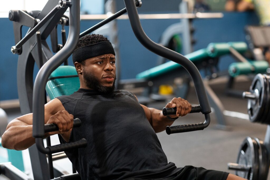 man using exercise equipment