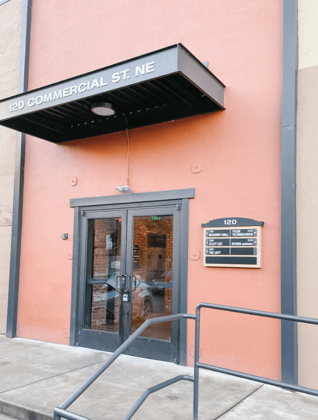 Entrance to new office located at 120 Commercial St NE, Salem OR