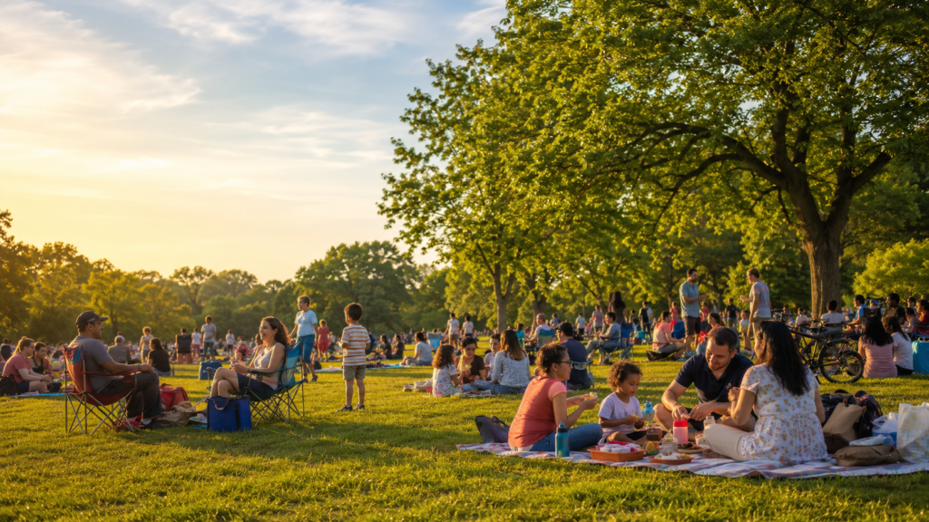 Family in the park having a picnic