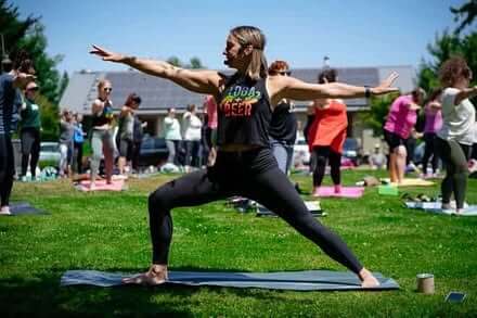 Person doing yoga outdoors