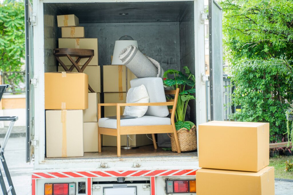 Moving truck with furniture
